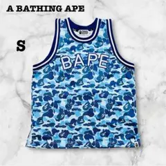 A BATHING APE タンクトップ　迷彩　カモ柄　S ブルー系