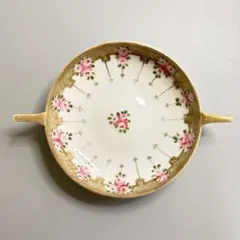 アンティーク　オールドノリタケ　薔薇　ハンドペイント 金彩 両耳ボウル【稀少品】 アンティーク オールドノリタケ 薔薇 ハンドペイント 金彩 両耳ボウル