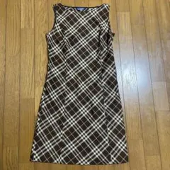 バーバリーブルーレーベル　チェック柄ノースリーブワンピース 36 ブラウン　茶系