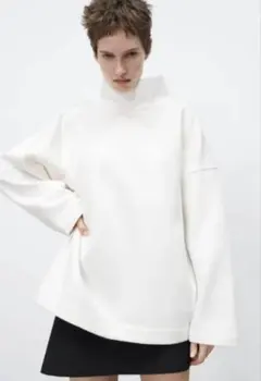 ZARA オーバーサイズ ハイネック スウェットシャツ トップス　S