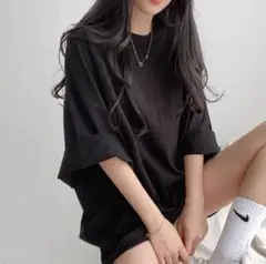 オーバー Tシャツ 月 ゆったり ブラック 2XL