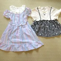 子供服2点セット（ストライプ・チェック）