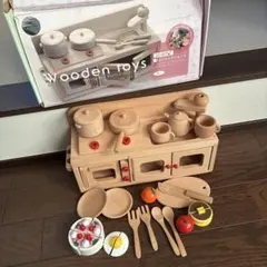 木製おもちゃのだいわ Wooden toys ミニキッチン レッド 小物セット