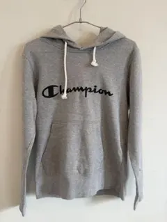 お下げしました！Champion グレー フロントロゴパーカー M