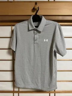 UNDER ARMOUR アンダーアーマー ゴルフシャツ グレー ボーダー MD