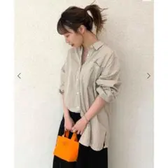 plage　boysboxシャツ　ベージュ＆ブルー
