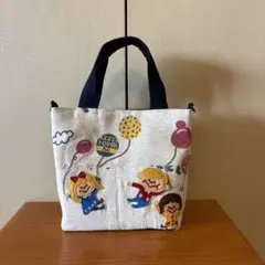 デニムリメイク　Tシャツリメイク　ミニバッグ　Dカン付き　パッチワーク