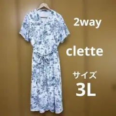 【美品】clette トワルドジェイ柄 2way シャツワンピース 3L