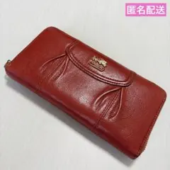 COACH コーチ 長財布 レザー 金馬車ロゴ　赤(朱色)