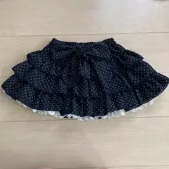 ネイビー水玉フリルスカート 100cm