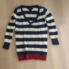TOMMY HILFIGER ボーダー Vネック　セーター　M　レディース