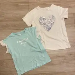水色フリルTシャツとハートTシャツセット