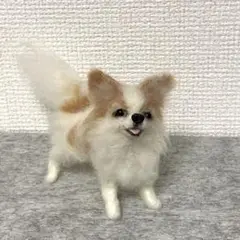 羊毛フェルト　チワワ　茶×白　ハンドメイド