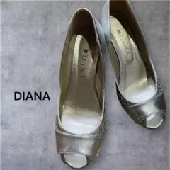 DIANA シルバー オープントゥ ウェッジヒール　size39（25cm程度）