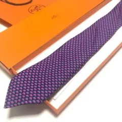 HERMES パープル　ネクタイ　てんとう虫