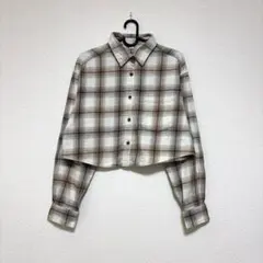 GU ジーユー チェック柄 クロップドシャツ Sサイズ 襟付きシャツ ショート丈