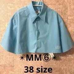 訳あり！MM⑥ Maison Margiela ロゴ入り　シャツ　ブルー　38のサムネイル
