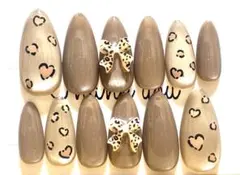 【接着テープ付き】レオパード柄ネイルチップ　マグネットネイル