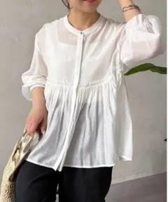 新品 Jena ジェナエスパスメルヴェイユ シアーツイルギャザーブラウス 長袖