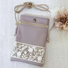 【132】 スマホショルダー スマホポーチ ハンドメイド ポシェット サコッシュ