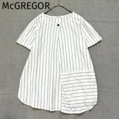 【マックレガー】ブラウス　M　日本製　コットン　ストライプ柄　切り替え　現行タグのサムネイル