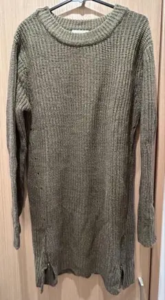 E hyphen world gallery カーキ ニット ワンピ