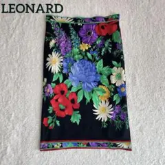 LEONARD レオナール ウール シルク 花柄 スカート 73 ブラック L LEONARD レオナール ウール シルク 花柄 スカート 73 ブラック L