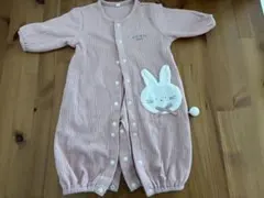 ウサギ刺繍リブ編みロンパース　50-70サイズ
