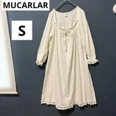 美品 S ホワイト ネグリジェ ルームウェア ワンピース リボン レース