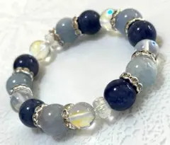 2　大玉12㎜玉ブルーアヴェントリン　アクアマリン　パワーストーンブレスレット