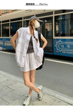 セットアップ上下 おしゃれ＆カジュアル ベスト I ショートパンツ カジュアル