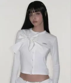 CRANK SEOUL リボン付き長袖　カーディガン