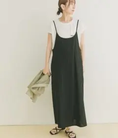 値下げ【新品タグ付き】アーバンリサーチ リネンキャミワンピース 黒