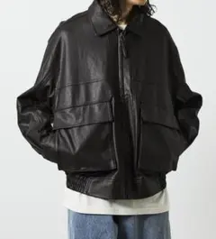 FREAK'S STORE　フェイクレザーブルゾン　ブラック　Lサイズ