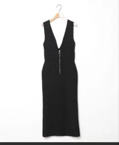ブラック Vネック ノースリーブ ワンピース M