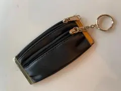 革 印鑑ケース、小銭入れ 、リップケース、メンズ コインケース ブラック