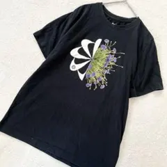 ナイキ NIKE ドライフィットシャツ 半袖 風車 花柄 ブラック ロゴ S