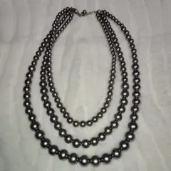 シルバー 3連パールネックレス