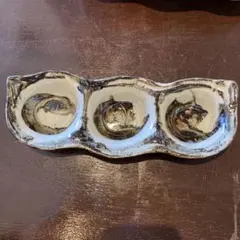 仕切り皿　そら豆 3品 盛皿 藍染 3連皿 三種 小鉢 和食器 4枚セット