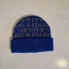 Supreme ニット帽 青色 ロゴ入り