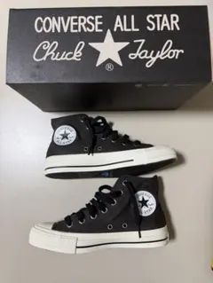 Converse ブラックレザーハイカットスニーカー