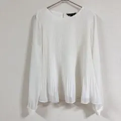 バナナリパブリック 【S】上品プリーツブラウス 白 シアー素材 長袖 シャツ