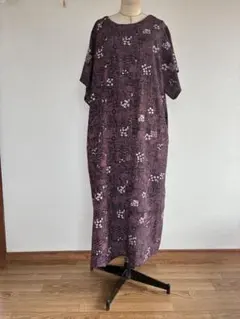 着物リメイク　幾何学模様 紫色 ワンピース