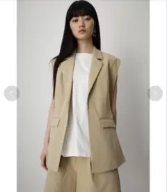 AZUL by moussy サイドスリットジレベストベージュ 春アウター