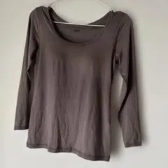 やや難 UNIQLO ヒートテック Uネック ブラトップ 長袖 M グレー