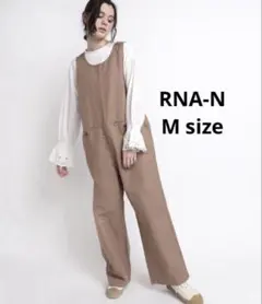 RNA-N O0642 ストレートオーバーオール キャメル　麻綿　リネン混