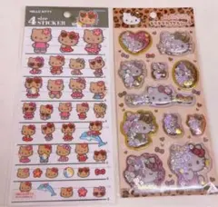 キラキラカプセルシール　キティ　ヒョウ柄　日焼け　4size