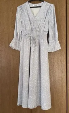 極美品★SNIDEL 水色 ドット柄 ロングワンピース