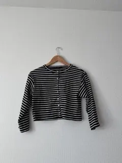 未使用　Kastane カスタネ ボーダー リブ カーディガン F クロップド