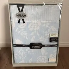 シミあり　Nittobo　花柄　タオルケット　140×190cm　ブルー